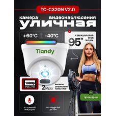 Видеокамера купольная с микрофоном Tiandy TC-C320N V2.0 (2Мп, 2.8mm)